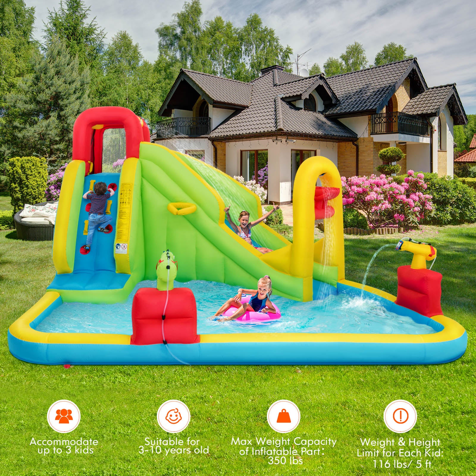 Outdoor Inflatable Water Bounce House with 480W BlowerÂ
