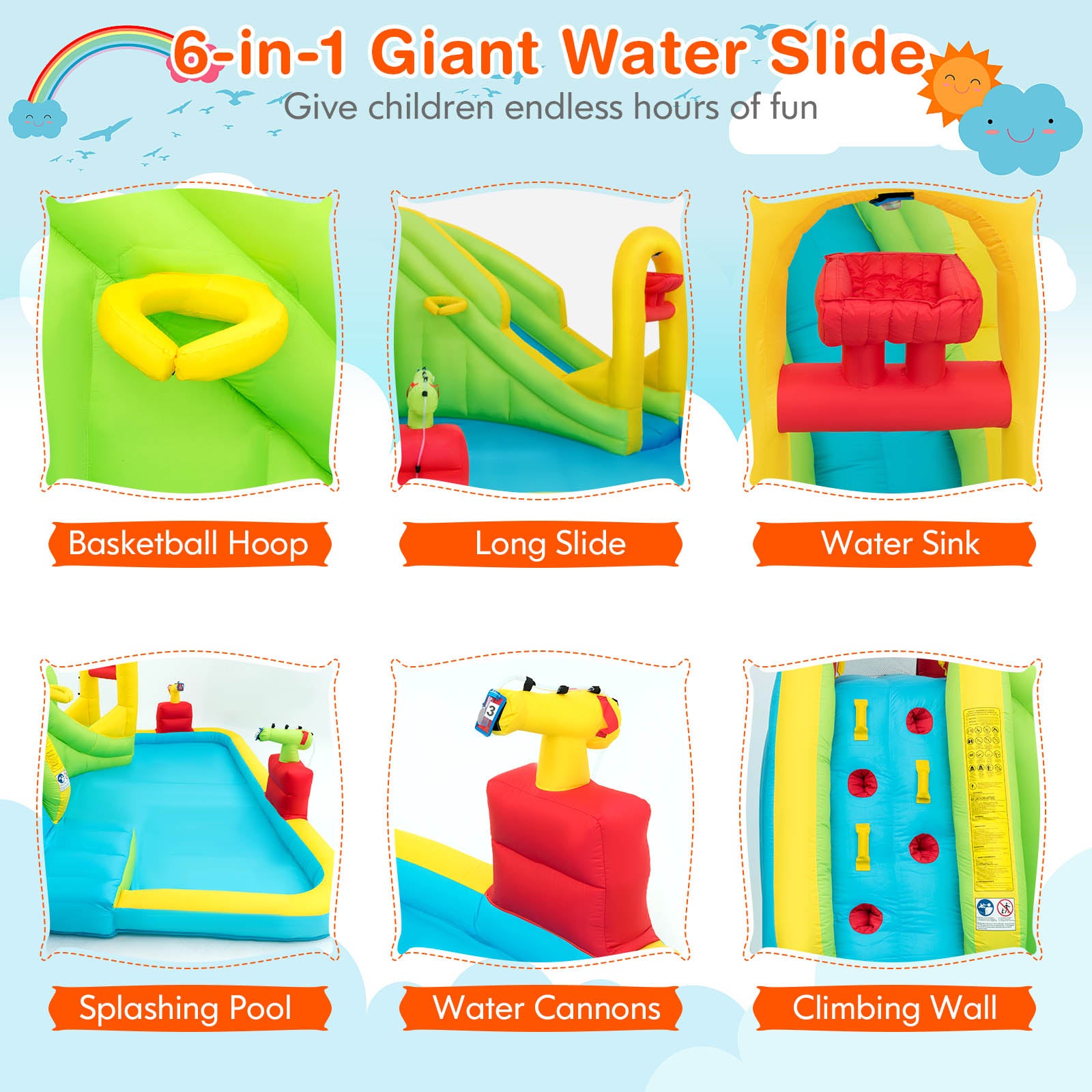 Outdoor Inflatable Water Bounce House with 480W BlowerÂ