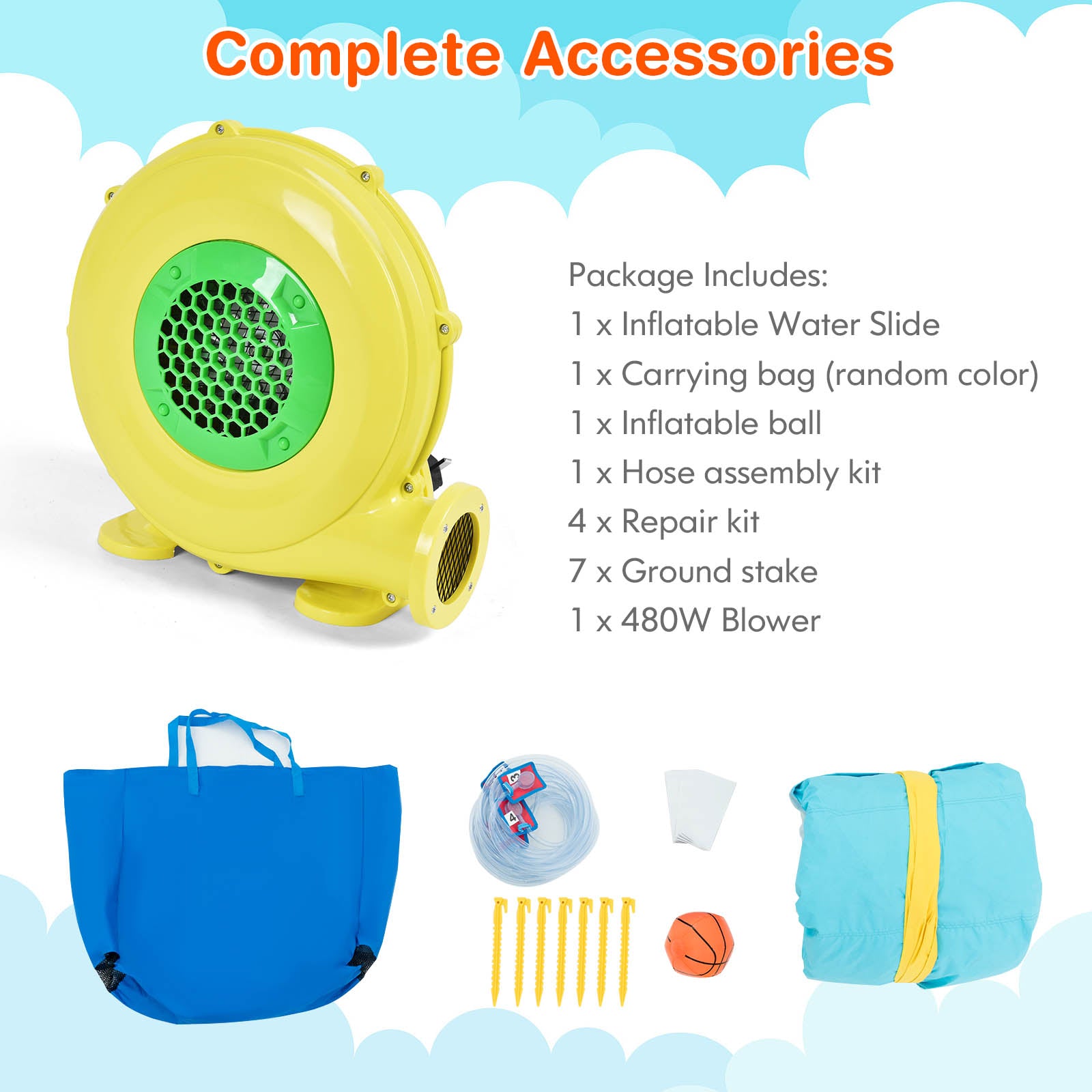 Outdoor Inflatable Water Bounce House with 480W BlowerÂ