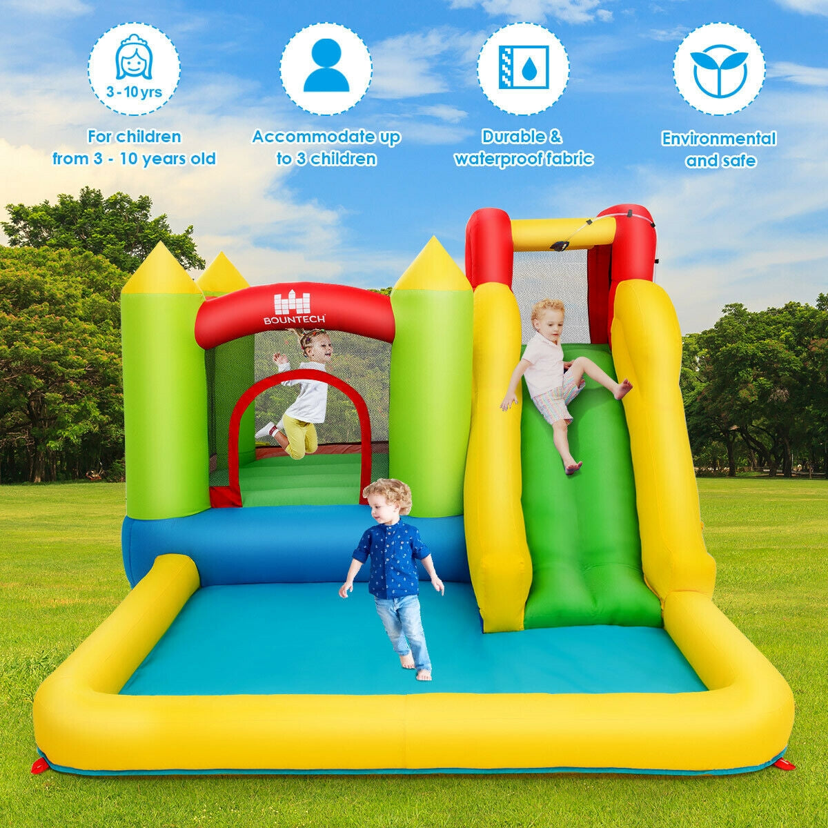Inflatable Bounce House Water Slide Jump Bouncer without BlowerÂ