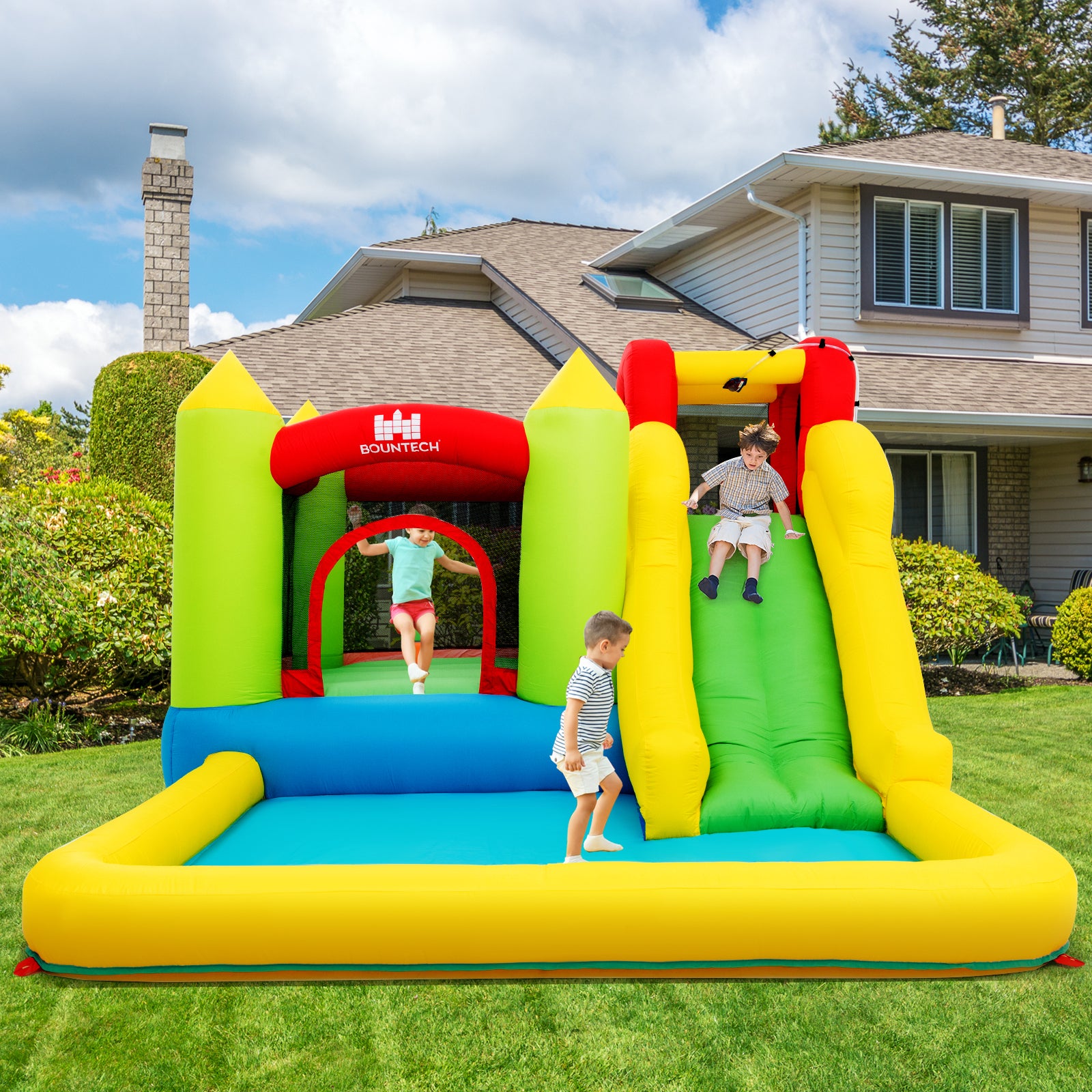 Outdoor Inflatable Bounce House with 480 W BlowerÂ