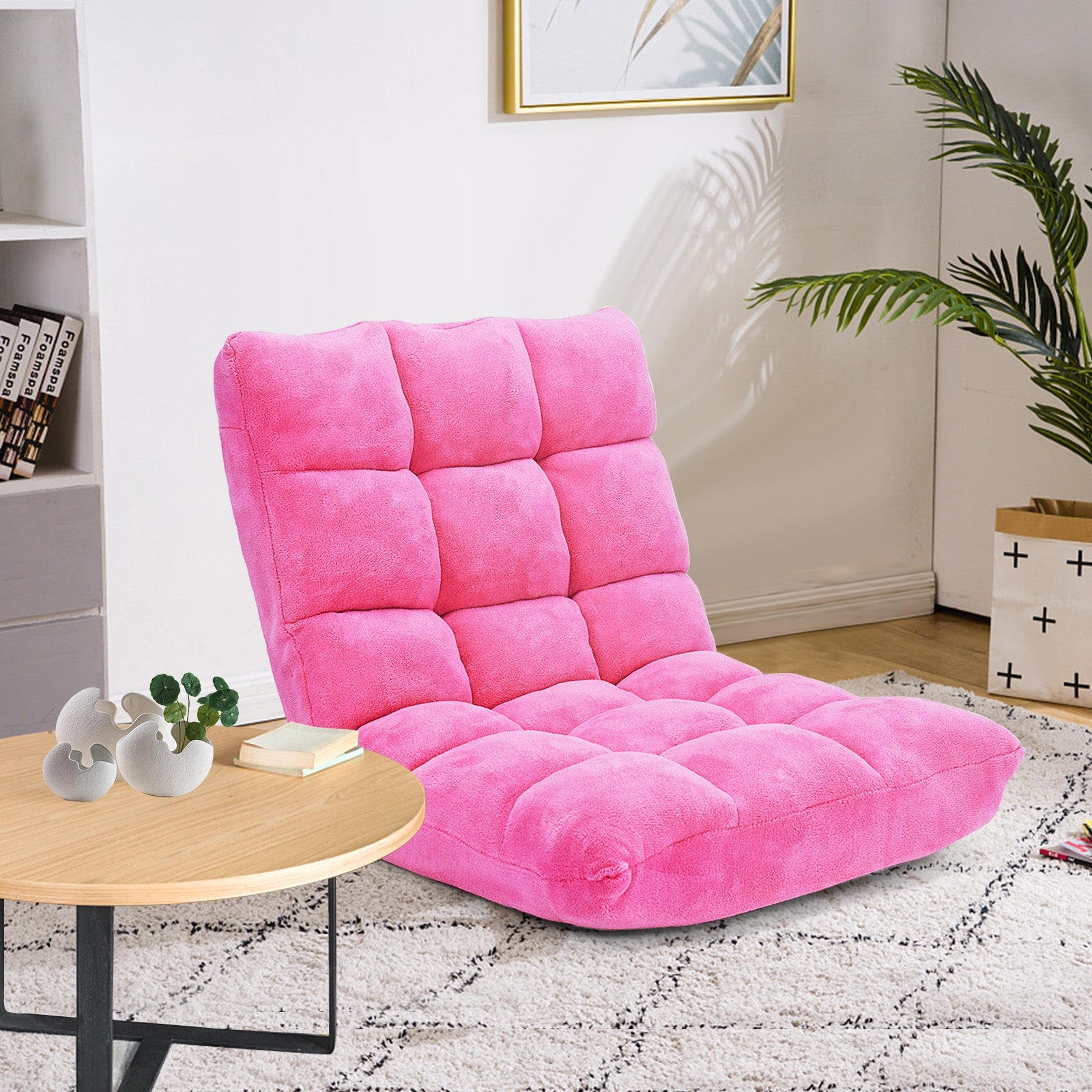 Adjustable 14-position Cushioned Floor Chair-PinkÂ