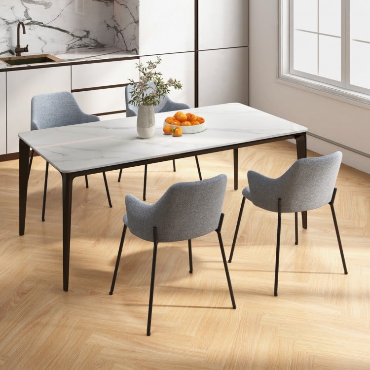 Dining Chairs Set of 2 with Curved Backrest Wide Seat and Armrests-Gray