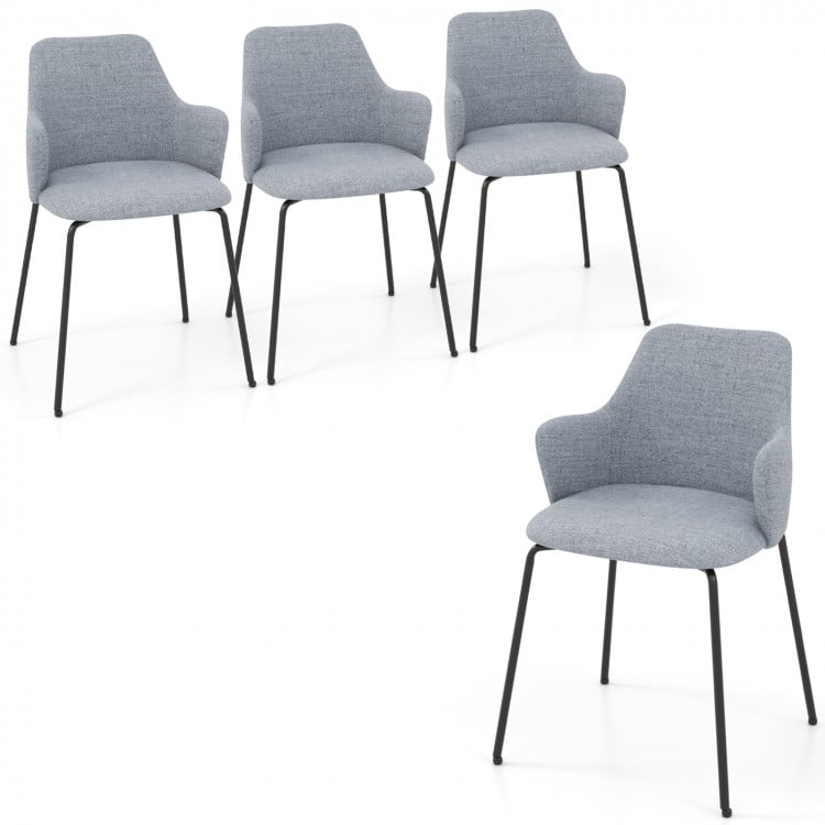 Dining Chairs Set of 2 with Curved Backrest Wide Seat and Armrests-Gray