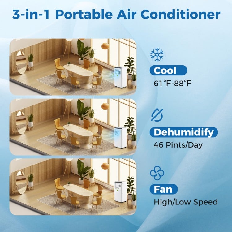 8000 BTU Portable Air Conditioner 3 in 1 Floor AC Unit with Fan and Dehumidifier