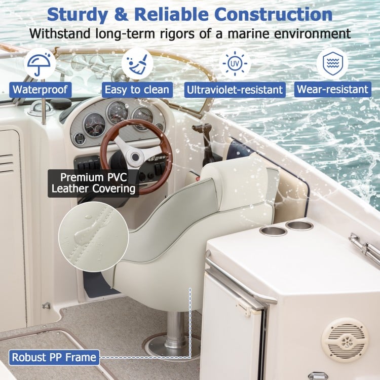 Captain Bucket Seat with Waterproof PVC Leather for Boat Sightseeing
