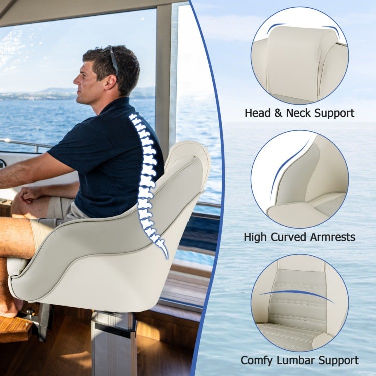 Captain Bucket Seat with Waterproof PVC Leather for Boat Sightseeing