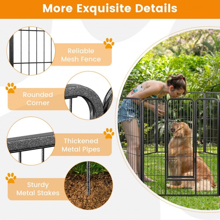 8 Panel 40 Inch Height Pet Fence Indoor Outdoor-40 inches