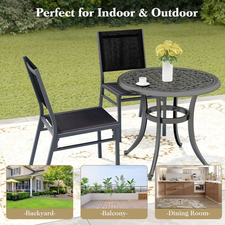 Outdoor Dining Chairs with Breathable Seat and Backrest for Backyard Porch Poolside-1 Piece