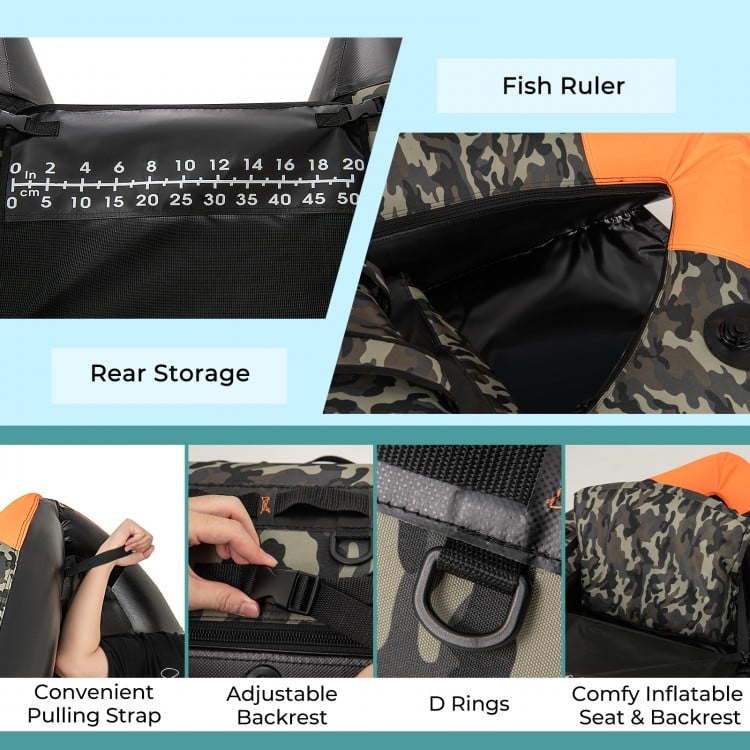 Portable Fishing Boat with 3 Detachable Storage Boxes-Camouflage