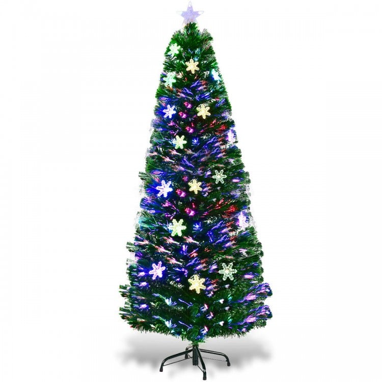 6 Feet LED Optic Artificial Christmas Tree with Snowflakes