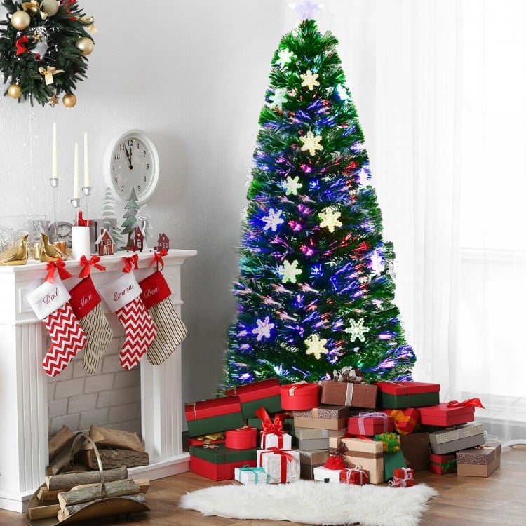 6 Feet LED Optic Artificial Christmas Tree with Snowflakes