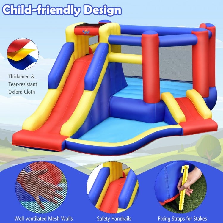 Kids Inflatable Bouncy Castle with Double Slides without Air Blower