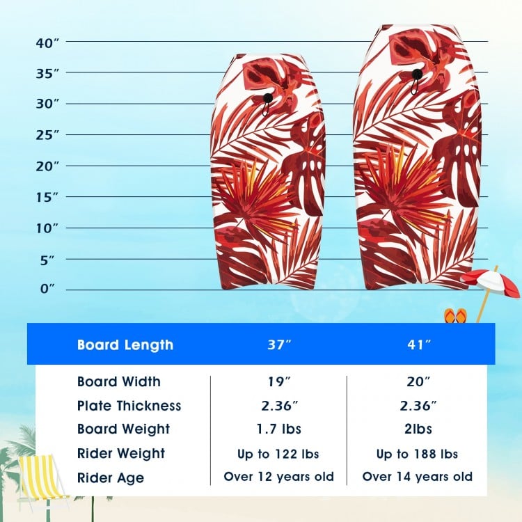 37/41 Inch Lightweight Surfboard With Fin EPS Core for Kids and Adults