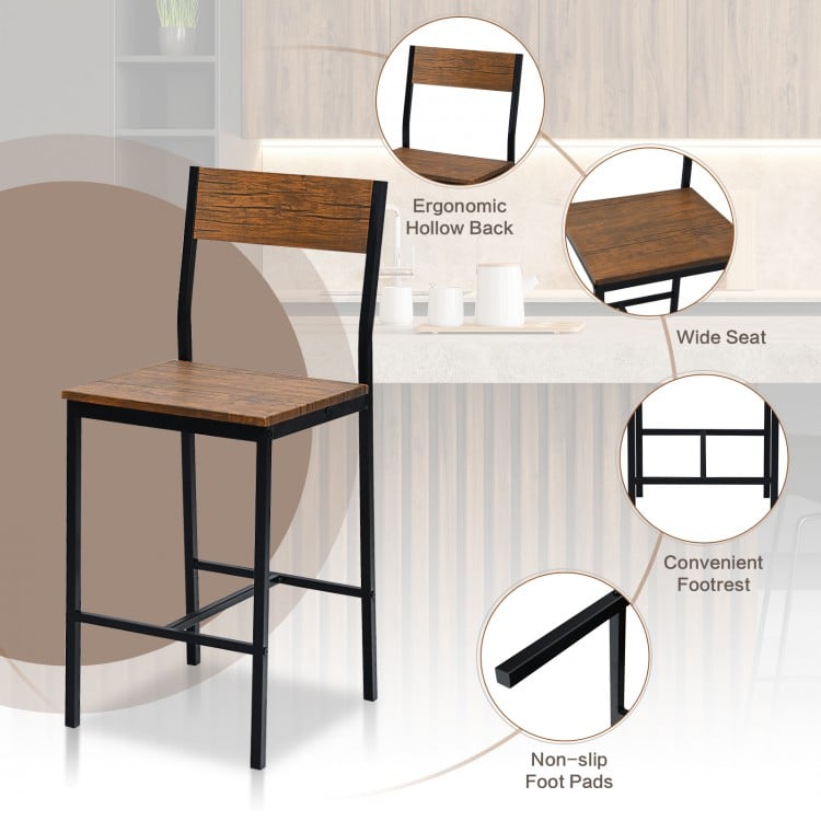3 Pieces Bar Table Set with 2 Stools-Black