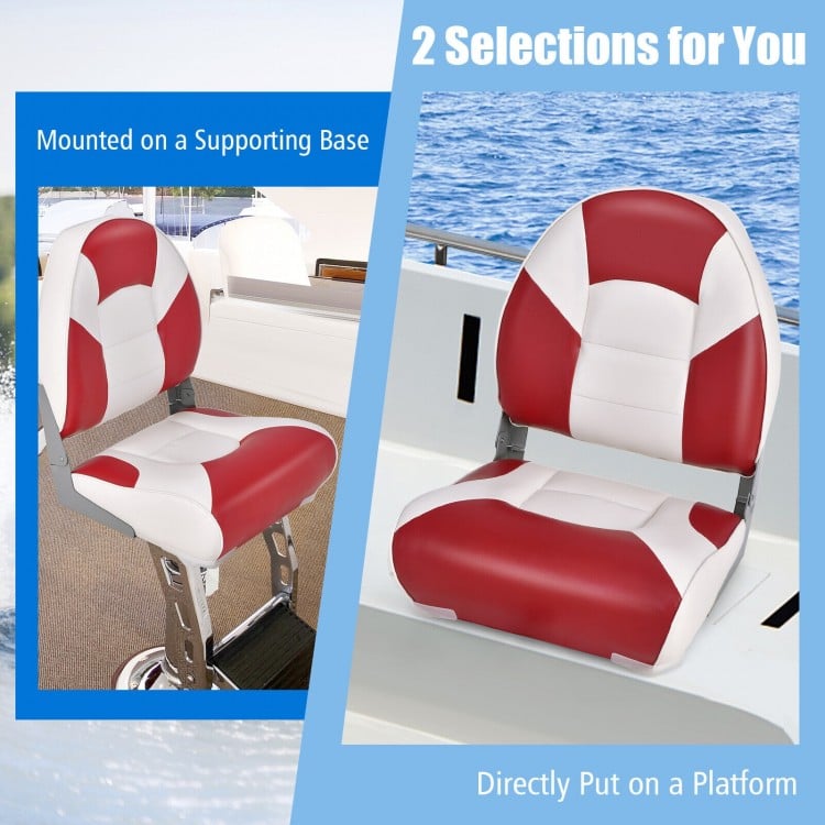 Low Back Boat Seat Folding Fishing chair with Thickened High-density Sponge Padding