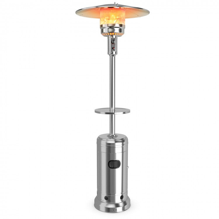 48,000 BTU Standing Outdoor Heater Propane LP Gas Steel with Table and Wheels