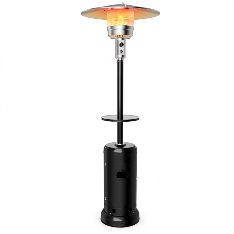 48,000 BTU Standing Outdoor Heater Propane LP Gas Steel with Table and Wheels