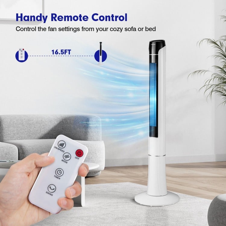 Portable 48 Inches Tower Fan with Remote Control-White