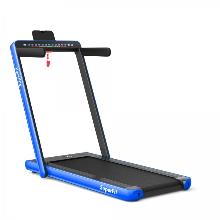 2-in-1 Electric Motorized Health and Fitness Folding Treadmill with Dual Display and Speaker