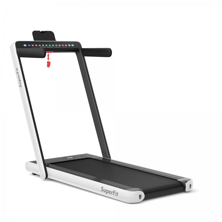 2-in-1 Electric Motorized Health and Fitness Folding Treadmill with Dual Display and Speaker