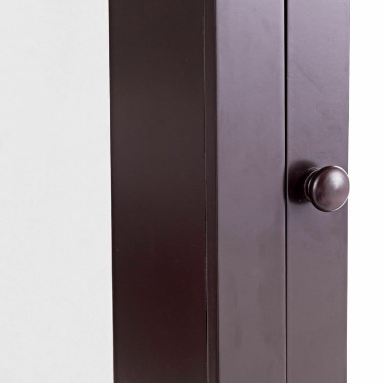 Wall Mounted Bathroom Storage Medicine Cabinet with Towel Bar-Brown
