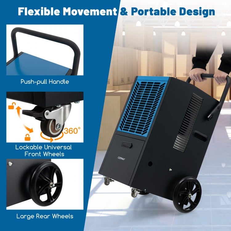 163 Pints Commercial Dehumidifier Crawl Space Dehumidifier with Pump and Drain Hose