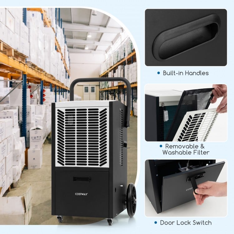163 Pints Commercial Dehumidifier Crawl Space Dehumidifier with Pump and Drain Hose