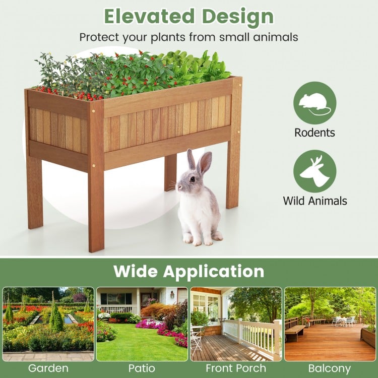 Wooden Raised Garden Bed Solid Wood Elevated Planter Box with Legs