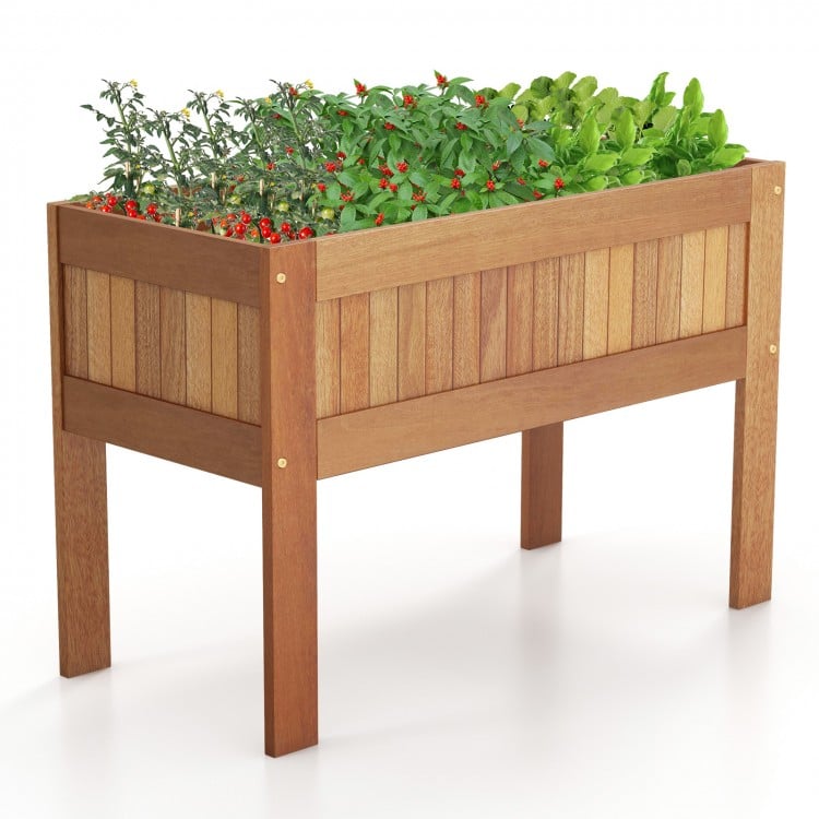 Wooden Raised Garden Bed Solid Wood Elevated Planter Box with Legs