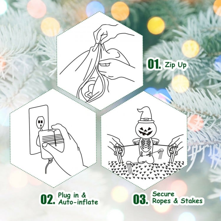 7.5 Feet Waterproof Outdoor Inflatable Santa with Double Deer and Sled