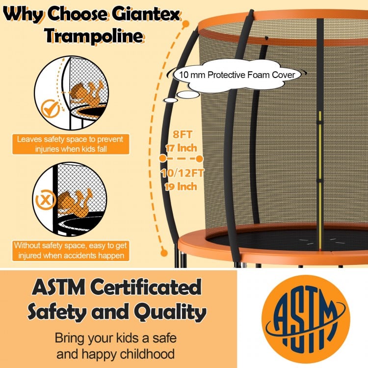 8 Feet ASTM Approved Recreational Trampoline with Ladder