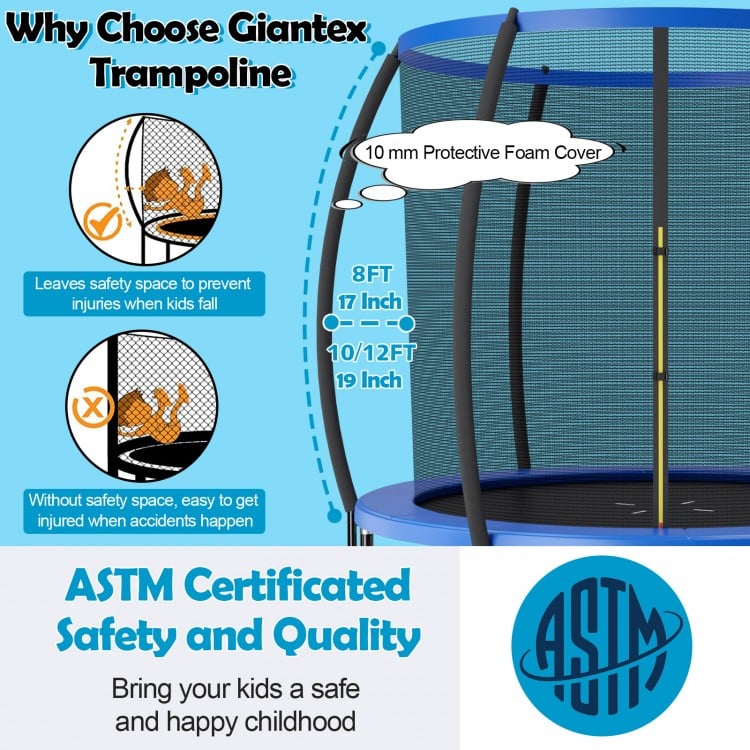 10 Feet ASTM Approved Recreational Trampoline with Ladder