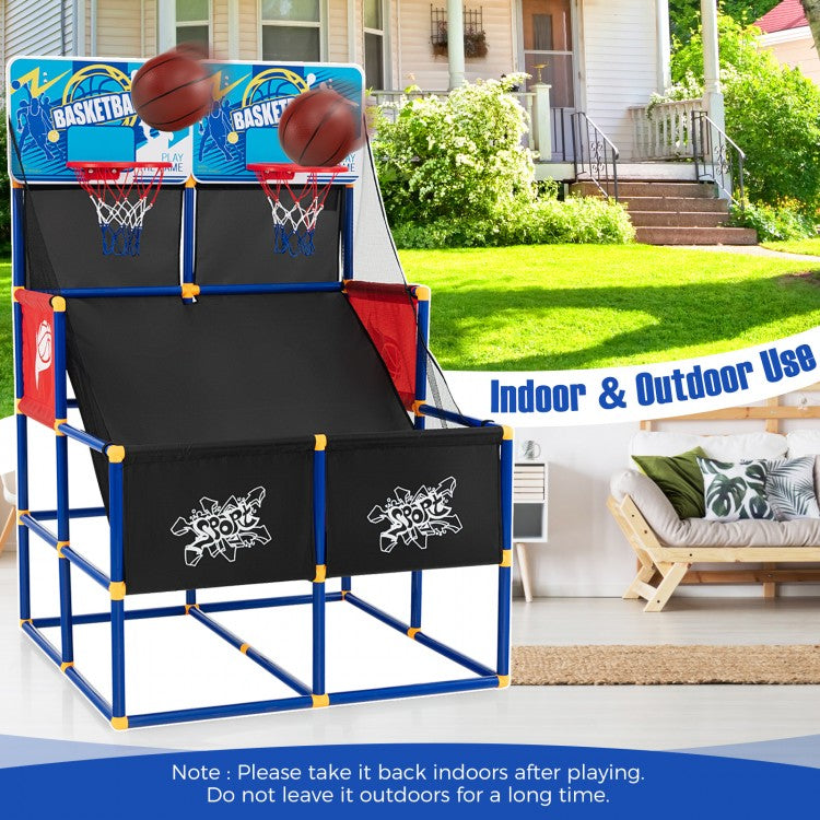 Kids Arcade Basketball Game Set | Dual Hoop Indoor & Outdoor Basketball Game with 4 Balls and Pump