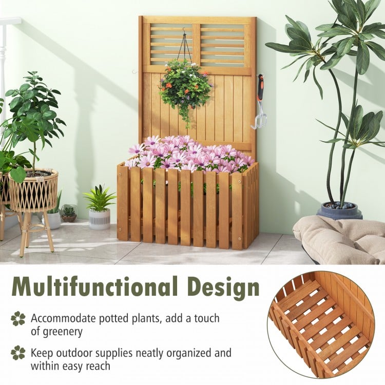 Wooden Raised Garden Bed with Privacy Screen