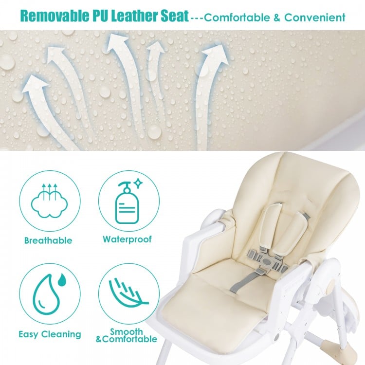 3-In-1 Convertible Baby High Chair for Toddlers-Beige