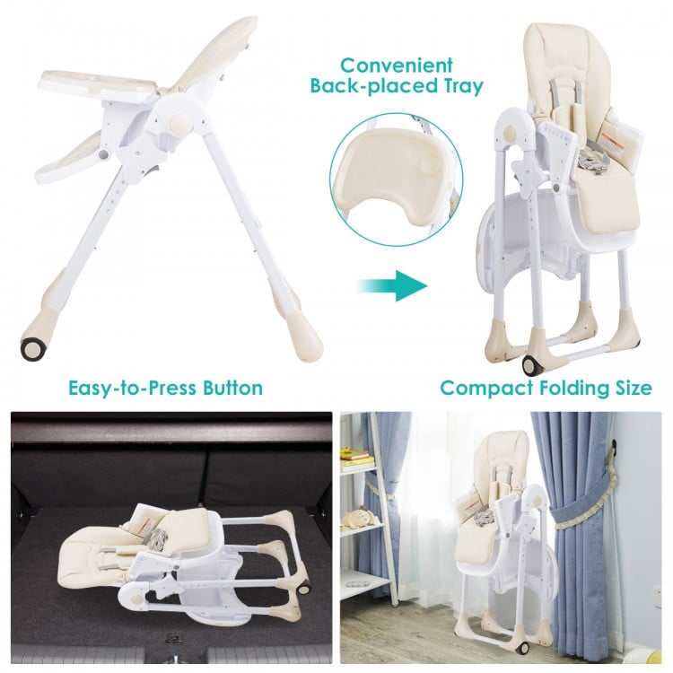 3-In-1 Convertible Baby High Chair for Toddlers-Beige