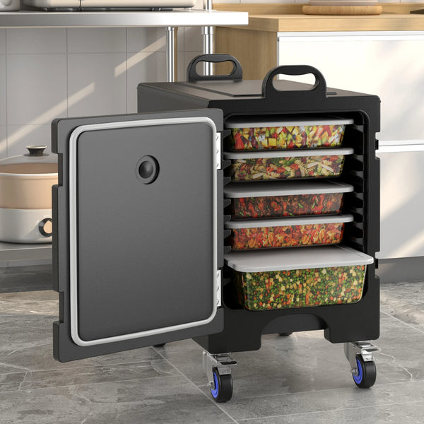 81 Qt Insulated Food Pan Carrier with Wheels, Commercial Hot & Cold Food Transport Box