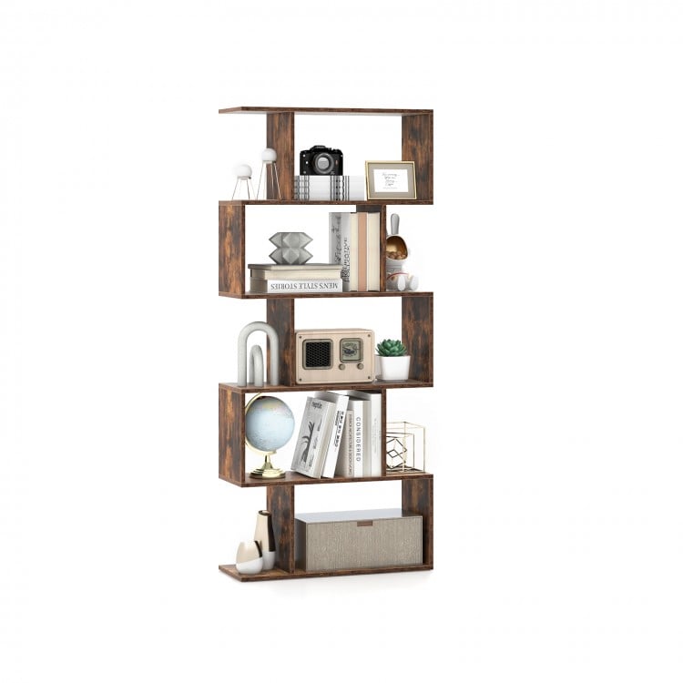 5-Tier Bookshelf with Anti-Toppling Device for Living Room Home Office-White