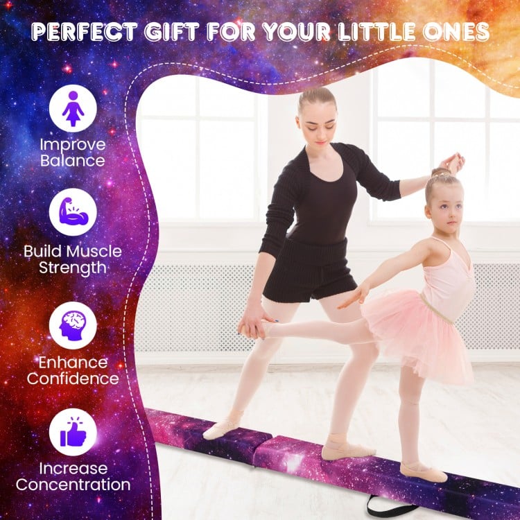 7 Feet Folding Portable Floor Balance Beam with Handles for Gymnasts-Transparent