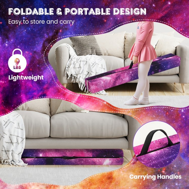7 Feet Folding Portable Floor Balance Beam with Handles for Gymnasts-Transparent