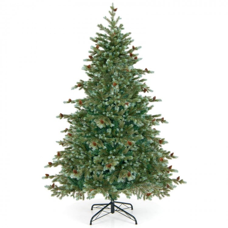 6 Feet Christmas Tree with Warm White LED Lights and Pine Cones
