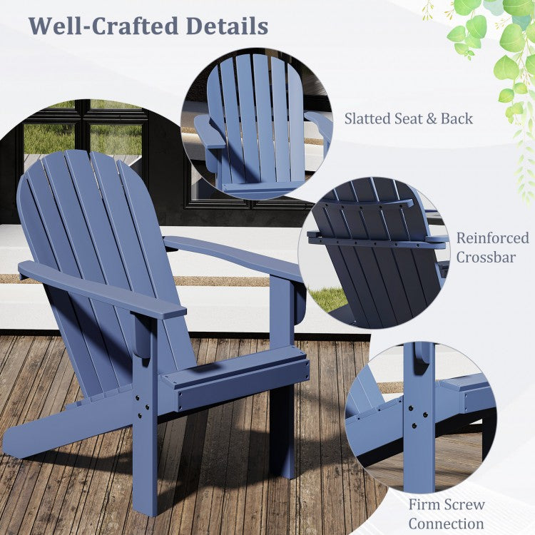 Acacia Wood Lounge Patio Adirondack Chair with Inclined Seat - Blue