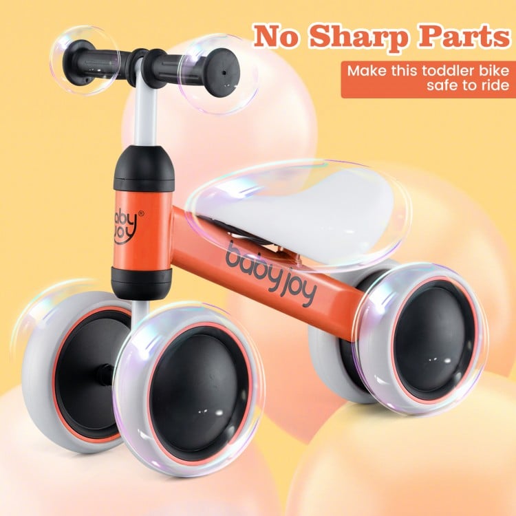 Baby Balance Bike for 2 Years Old Boys Girls No Pedal 4 Wheels-Orange