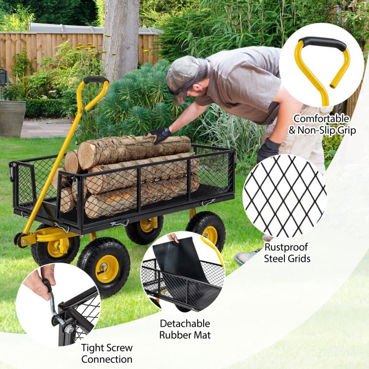 Utility Garden Wagon with 4 Removable Side Panels and 900/1200 LBS Load Capacity-43 X21 X 36 Inch