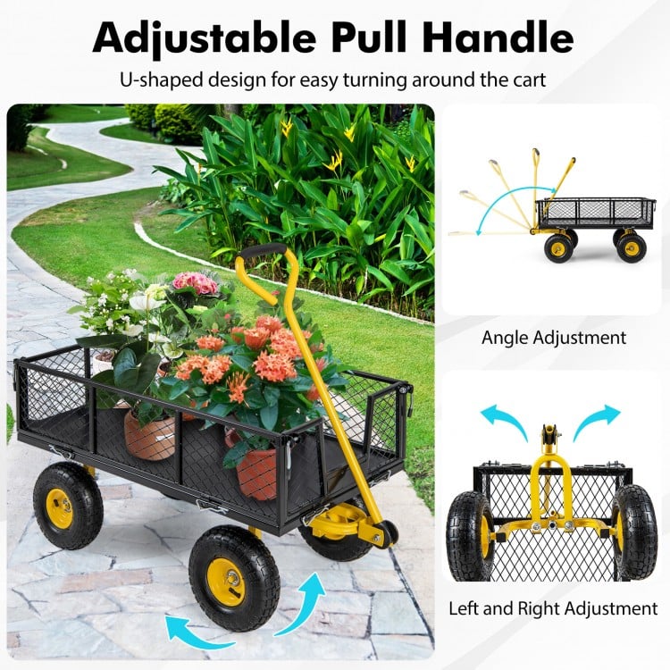 Utility Garden Wagon with 4 Removable Side Panels and 900/1200 LBS Load Capacity-43 X21 X 36 Inch
