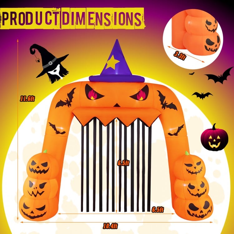 Halloween Inflatable Pumpkin Archway with Stakes and Water Bags