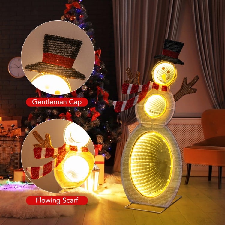 2.6 Feet Lighted Snowman with LED Lights and Metal Stand