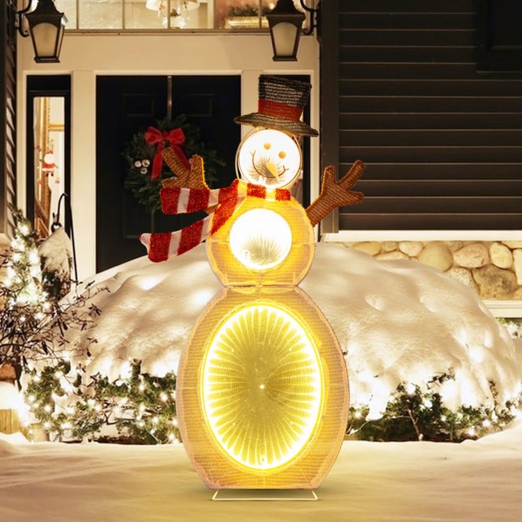 2.6 Feet Lighted Snowman with LED Lights and Metal Stand