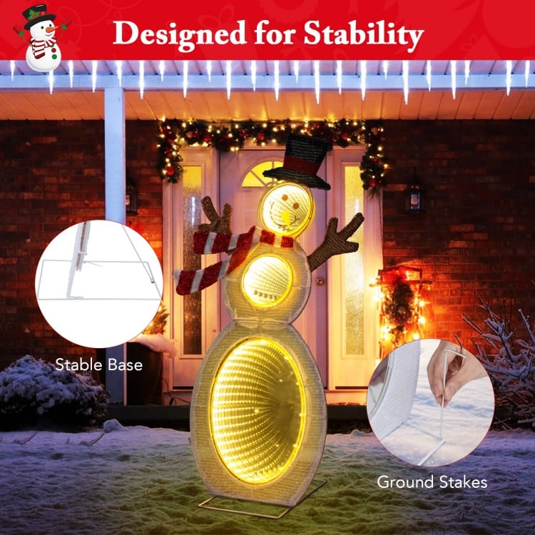 2.6 Feet Lighted Snowman with LED Lights and Metal Stand